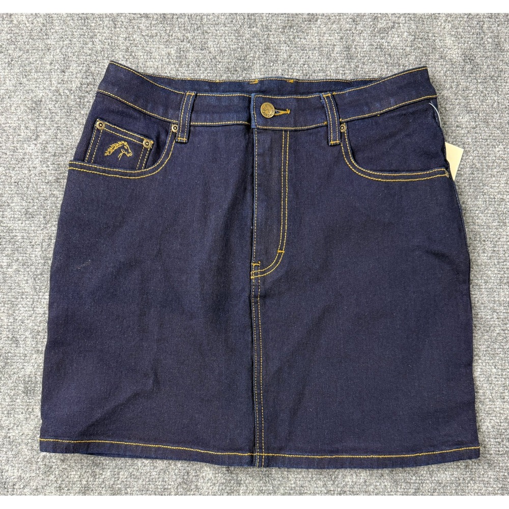 Jordache Vintage‎ Women's Denim Skirt Dark Wash Embroidered Horse Size 9 10